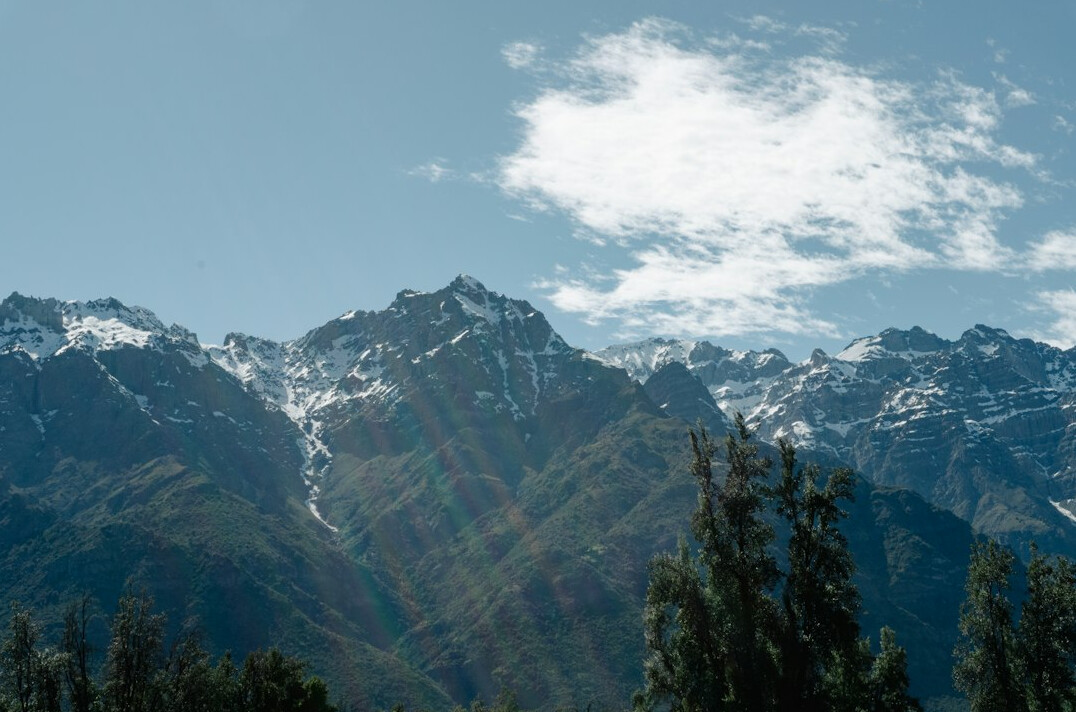 Wide view of the Santiago, Chile skyline with the Andes mountains