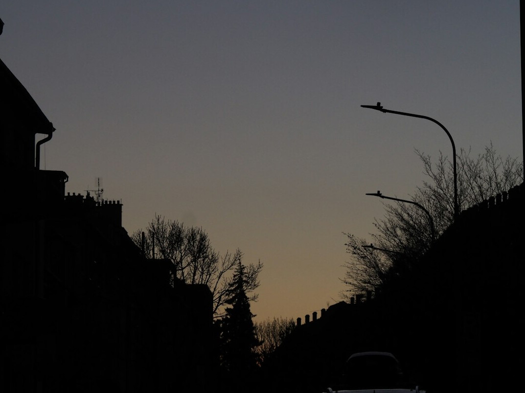urban street at dusk