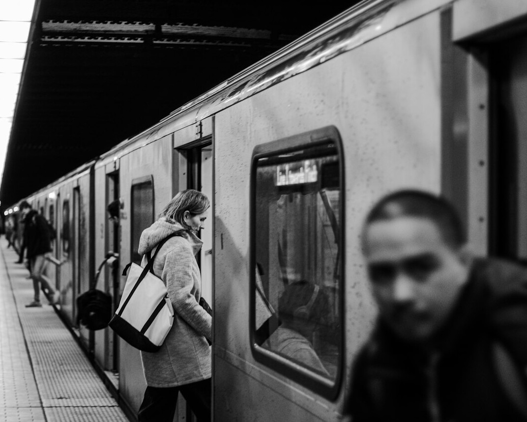 people on subway train