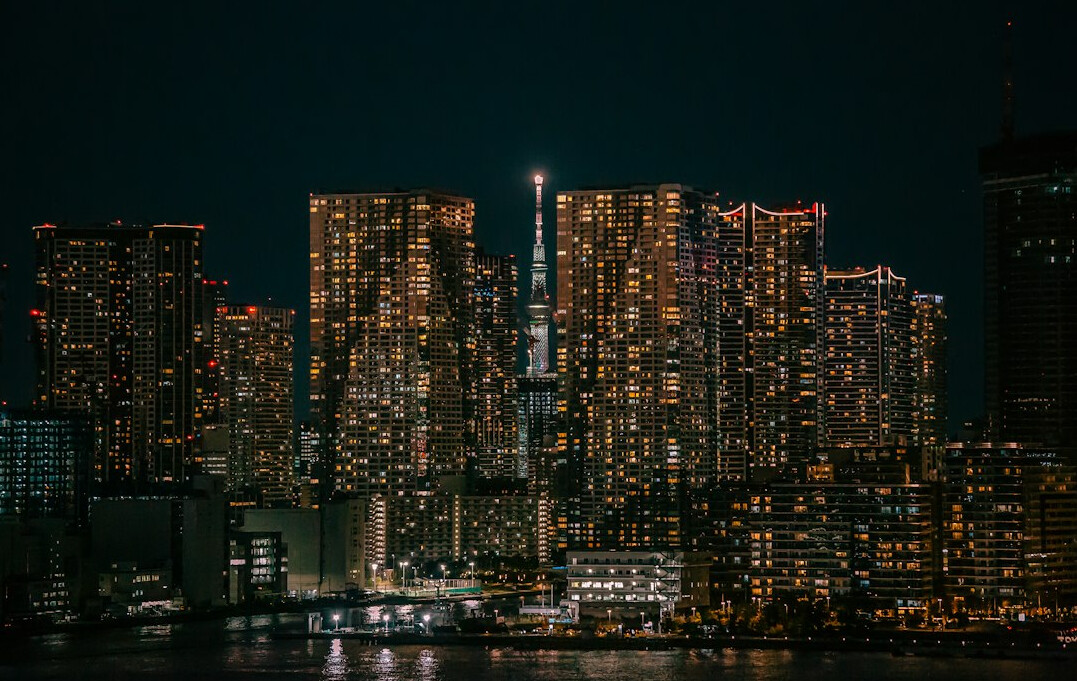 city lights at dusk